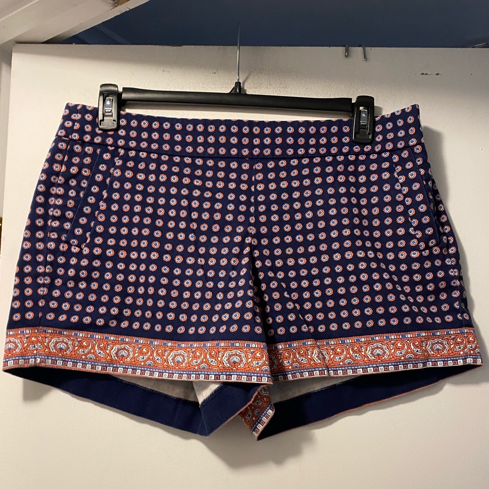 J. Crew Navy Printed Border-Trim Shorts